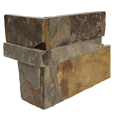 Msi California Gold Splitface Ledger Corner 9'' x 18'' Slate Wall Tile, 4PK ZOR-PNL-0159